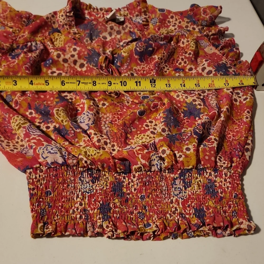 Joie Orange Flutter Sleeve Blouse with Tie Front - Picture 4 of 7